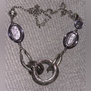 Vintage Premier Designs marked silver tone chunky beaded statement necklace
